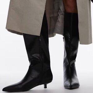 Topshop Stevie Mid Heel Pointed Toe Knee High Boots in Black (BRAND NEW W/ TAGS)